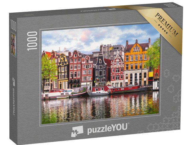 puzzle 1000 dílků „Tančící domy na Amstelu, Amsterdam, Holandsko“