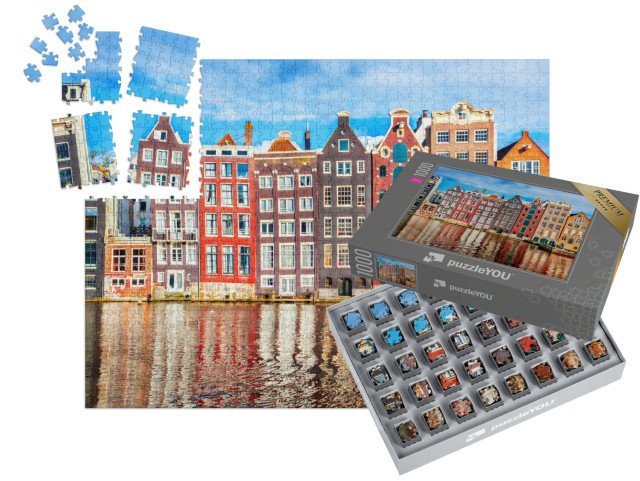 SMART SORTED® | Puzzle 1000 dílků „Taneční domy v Amsterdamu, Holandsko“