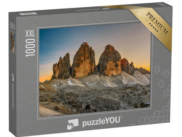 puzzle 1000 dílků XXL „Tři vrcholy při západu slunce, Trentino, Jižní Tyrolsko“