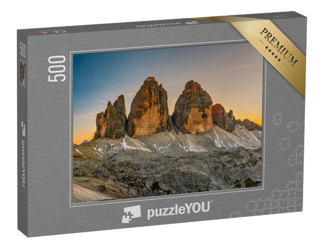 puzzle 500 dílků „Tři vrcholy při západu slunce, Trentino, Jižní Tyrolsko“
