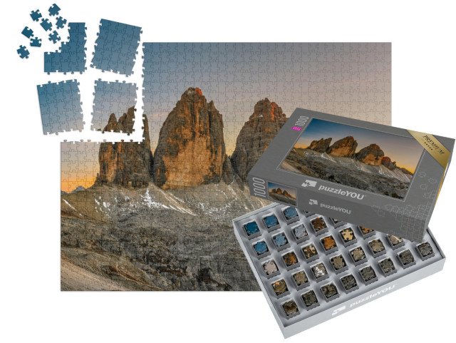 SMART SORTED® | Puzzle 1000 dílků „Tři vrcholy při západu slunce, Trentino, Jižní Tyrolsko“