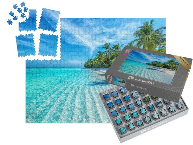 SMART SORTED® | Puzzle 1000 dílků „Tropická pláž na Maledivách“
