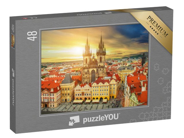 puzzle 48 dílků „Týnský chrám, Staroměstské náměstí, Praha, Česká republika“