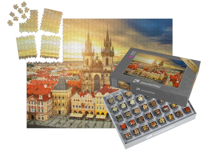 SMART SORTED® | Puzzle 1000 dílků „Týnský chrám, Staroměstské náměstí, Praha, Česká republika“
