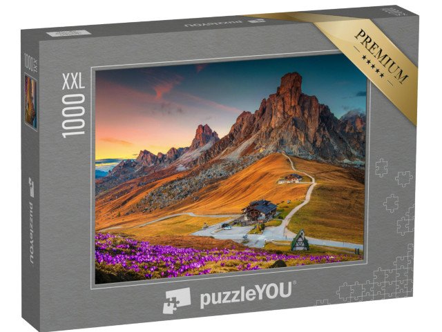 puzzle 1000 dílků XXL „Večerní atmosféra v průsmyku Giau, Dolomity, Itálie“