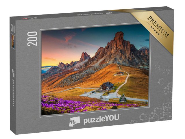 puzzle 200 dílků „Večerní atmosféra v průsmyku Giau, Dolomity, Itálie“