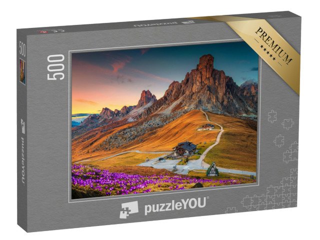 puzzle 500 dílků „Večerní atmosféra v průsmyku Giau, Dolomity, Itálie“
