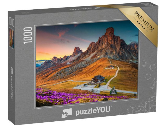 puzzle 1000 dílků „Večerní atmosféra v průsmyku Giau, Dolomity, Itálie“