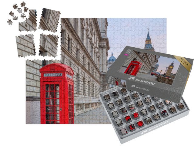 SMART SORTED® | Puzzle 1000 dílků „Večerní panorama Londýna s Big Benem a budovou parlamentu, Anglie“