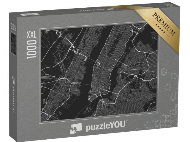 puzzle 1000 dílků XXL „Vektorová mapa New Yorku se všemi ulicemi, USA“