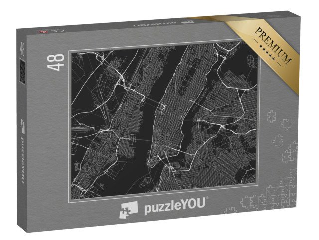 puzzle 48 dílků „Vektorová mapa New Yorku se všemi ulicemi, USA“
