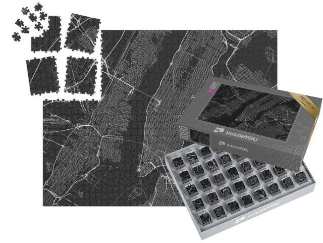 SMART SORTED® | Puzzle 1000 dílků „Vektorová mapa New Yorku se všemi ulicemi, USA“