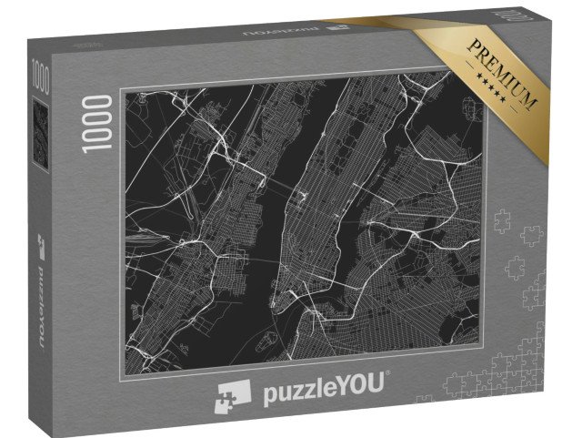puzzle 1000 dílků „Vektorová mapa New Yorku se všemi ulicemi, USA“
