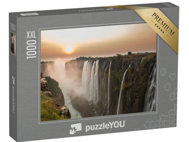 puzzle 1000 dílků XXL „Viktoriiny vodopády při západu slunce, pohled ze Zambie“