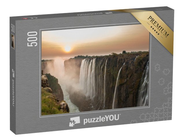puzzle 500 dílků „Viktoriiny vodopády při západu slunce, pohled ze Zambie“