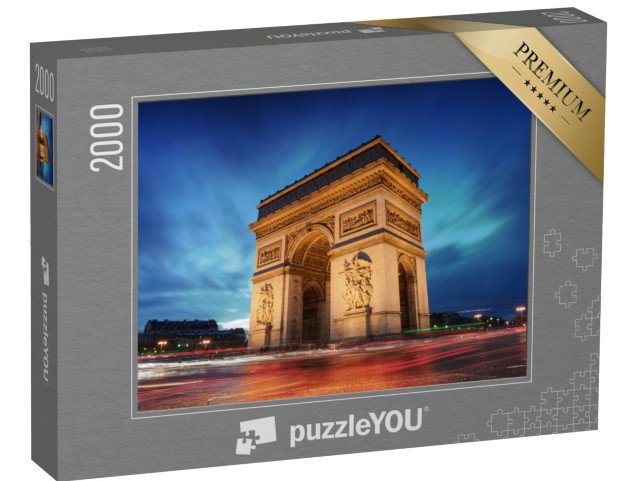 puzzle 2000 dílků „Vítězný oblouk: Paříž při západu slunce, Francie“