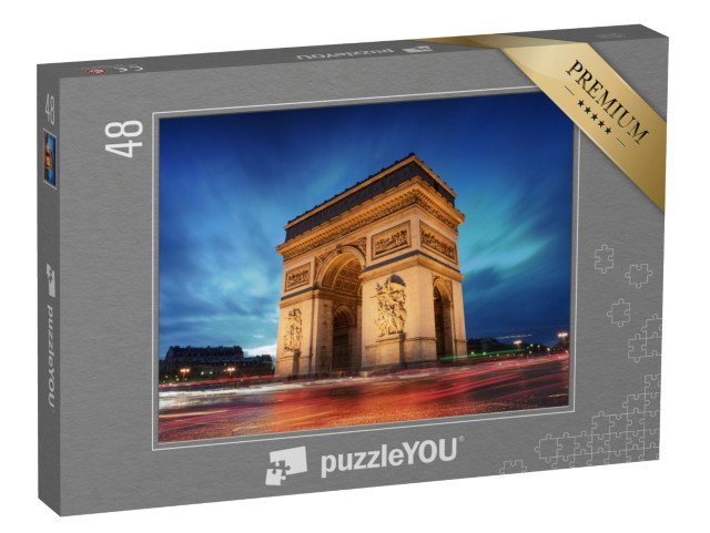 puzzle 48 dílků „Vítězný oblouk: Paříž při západu slunce, Francie“