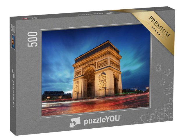 puzzle 500 dílků „Vítězný oblouk: Paříž při západu slunce, Francie“