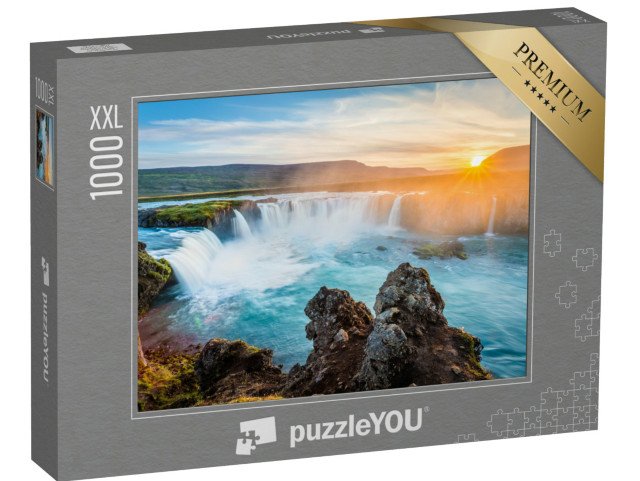 puzzle 1000 dílků XXL „Vodopád Godafoss při západu slunce, Island“
