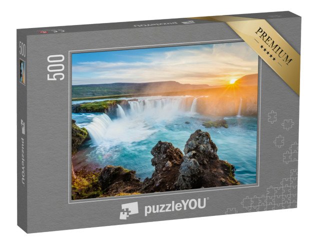puzzle 500 dílků „Vodopád Godafoss při západu slunce, Island“