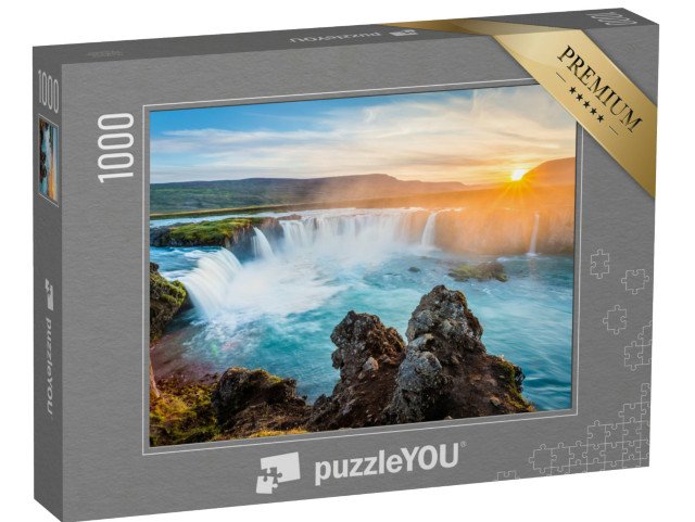 puzzle „Vodopád Godafoss při západu slunce, Island“