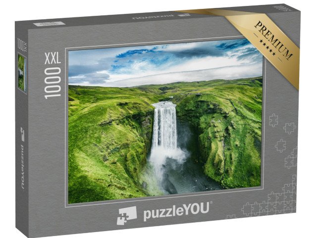 puzzle 1000 dílků XXL „Vodopád Skogafoss uprostřed přírody, Island“