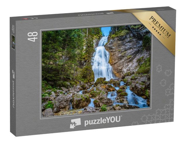 puzzle 48 dílků „Vodopád u Kenzenhütte, Ammergau Allgäuské Alpy“