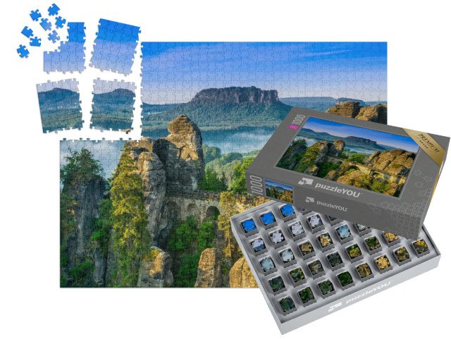 SMART SORTED® | Puzzle 1000 dílků „Východ slunce na Bastei v Saském Švýcarsku, Německo“