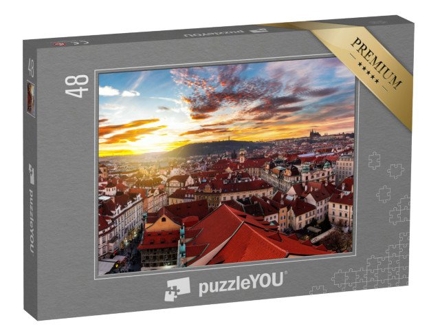 puzzle 48 dílků „Východ slunce nad Prahou, Česká republika“