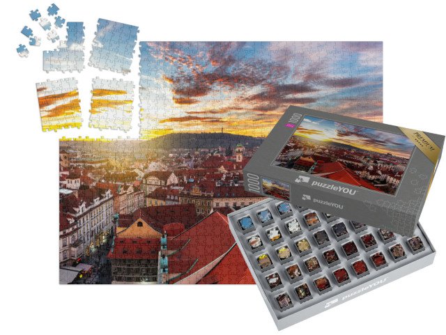 SMART SORTED® | Puzzle 1000 dílků „Východ slunce nad Prahou, Česká republika“