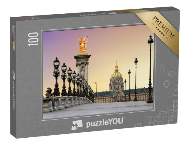 puzzle 100 dílků „Východ slunce u Alexandrova mostu, Paříž, Francie“