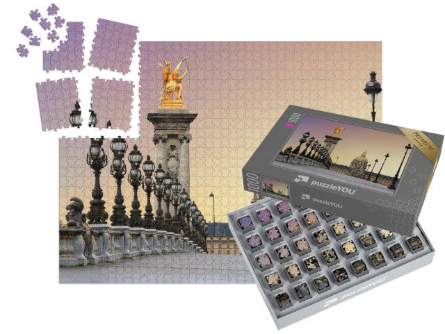 SMART SORTED® | Puzzle 1000 dílků „Východ slunce u Alexandrova mostu, Paříž, Francie“