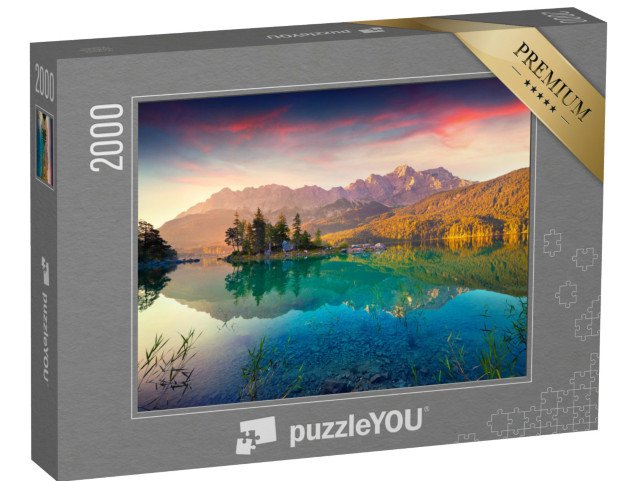 puzzle 2000 dílků „Východ slunce u Eibsee, německé Alpy“