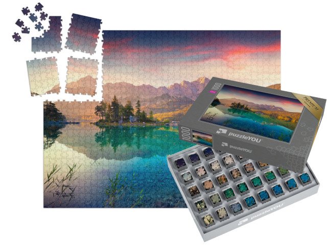 SMART SORTED® | Puzzle 1000 dílků „Východ slunce u Eibsee, německé Alpy“