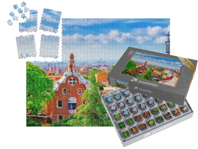 SMART SORTED® | Puzzle 1000 dílků „Výhled na Barcelonu z parku Güell, Španělsko“
