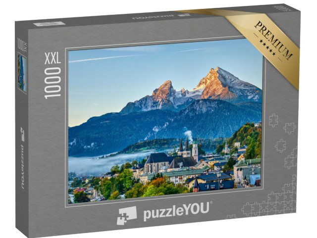 puzzle 1000 dílků XXL „Watzmann a město Berchtesgaden v Bavorských Alpách, Německo“