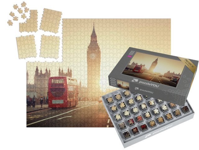 SMART SORTED® | Puzzle 1000 dílků „Westminsterský most při západu slunce, Londýn, Anglie“