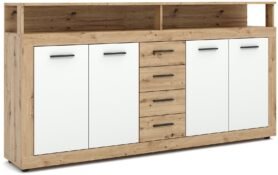 Komoda Luna XXL, dekor dub artisan, bílá