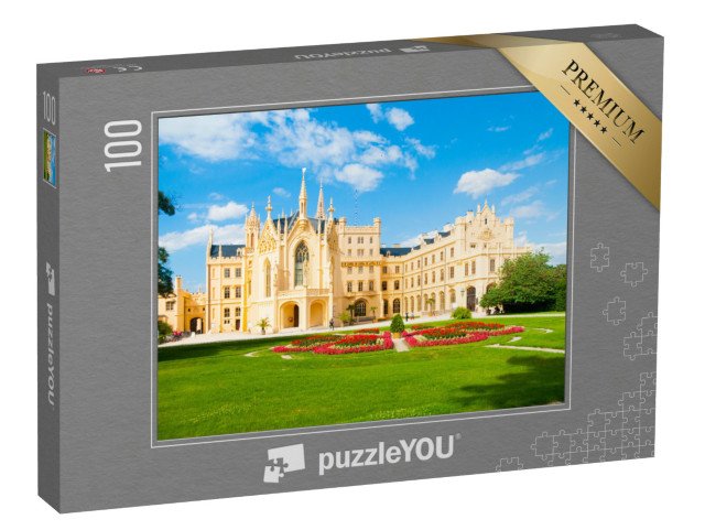 puzzle 100 dílků „Zámek Lednice za slunečného letního dne, Morava, Česká republika“