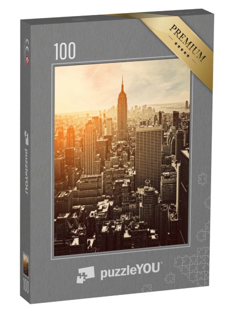 puzzle 100 dílků „Západ slunce na Manhattanu, New York, USA“