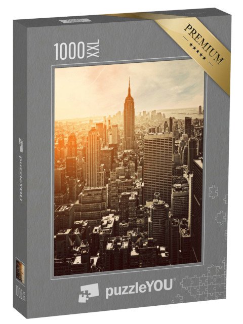 puzzle 1000 dílků XXL „Západ slunce na Manhattanu, New York, USA“