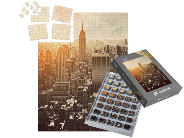 SMART SORTED® | Puzzle 1000 dílků „Západ slunce na Manhattanu, New York, USA“