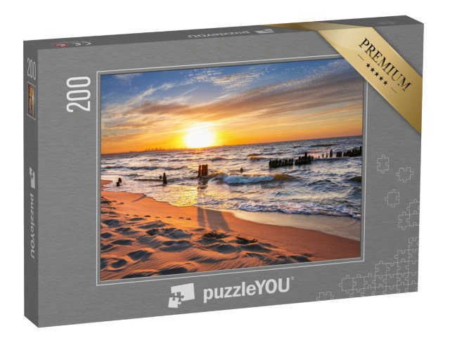 puzzle 200 dílků „Západ slunce na pláži u Baltského moře, Polsko“