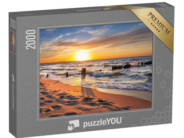 puzzle 2000 dílků „Západ slunce na pláži u Baltského moře, Polsko“