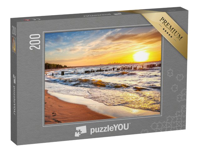 puzzle 200 dílků „Západ slunce na pláži u Baltského moře, Polsko“