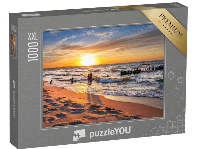 puzzle 1000 dílků XXL „Západ slunce na pláži u Baltského moře, Polsko“