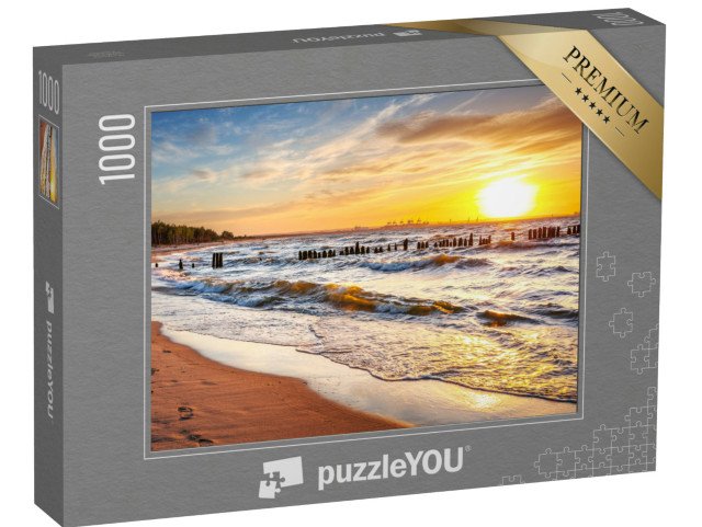 puzzle 1000 dílků „Západ slunce na pláži u Baltského moře, Polsko“
