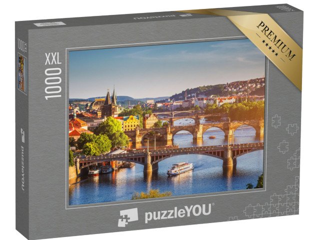 puzzle 1000 dílků XXL „Západ slunce nad Karlovým mostem, Praha, Česká republika“