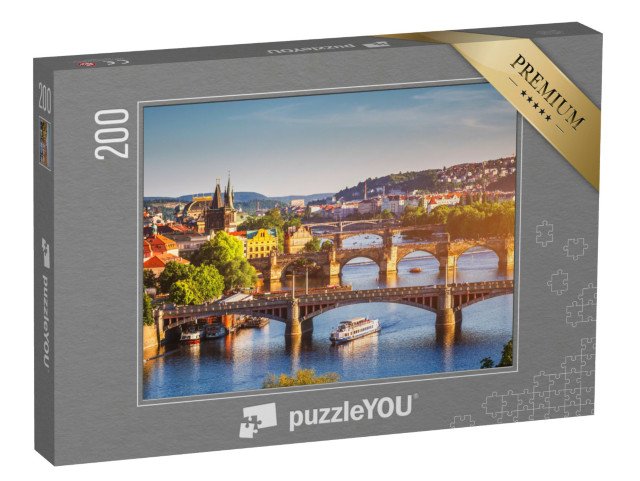 puzzle 200 dílků „Západ slunce nad Karlovým mostem, Praha, Česká republika“