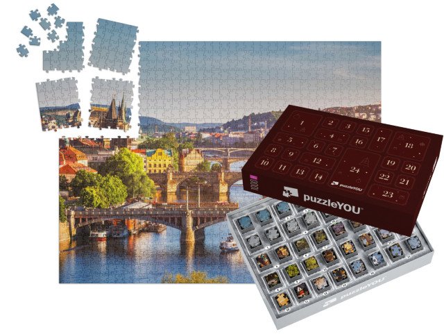 Adventní kalendář „Západ slunce nad Karlovým mostem, Praha, Česká republika“
